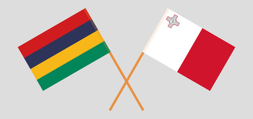 Crossed flags of Mauritius and Malta
