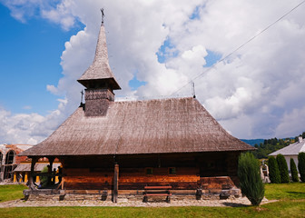 Fototapeta na wymiar Moisei Wooden Church, one of the oldest monasteries in Maramures, Romania