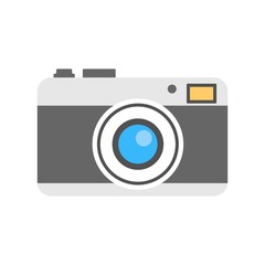 Photo camera icon in flat design style - vector illustration.