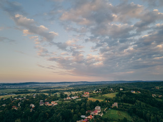 Fototapeta premium A large body of water with a city in the background