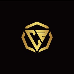 C Z initial logo modern triangle and polygon design template with gold color