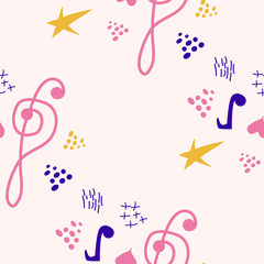 Obraz premium Abstract music notes seamless pattern background. musical melody decoration