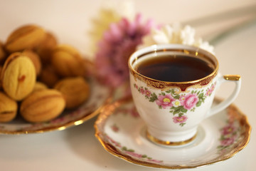 coffee and homemade cookies nuts