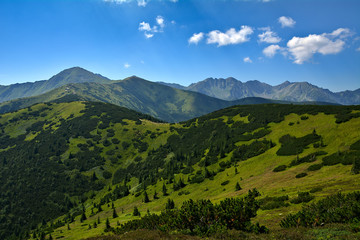 Fototapeta na wymiar góry Tatry, widok z Grzesia na Rakoń i Wołowiec