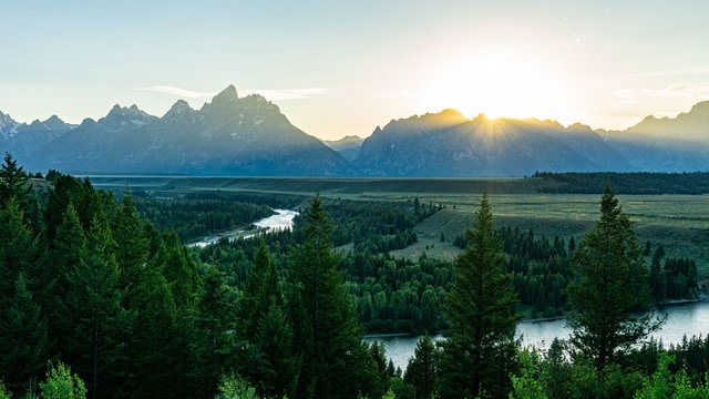 Sunset over the Snake River Overlook Grand Teton National Park