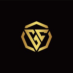 G C initial logo modern triangle and polygon design template with gold color