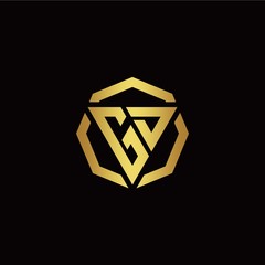 G D initial logo modern triangle and polygon design template with gold color