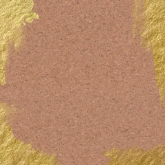 Vintage Cork Background Texture framed by Big Bold Metallic Gold Brush Strokes
