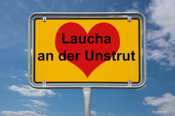 Ortstafel Laucha an der Unstrut