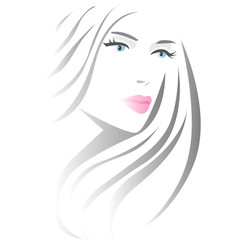 Girl with long hair and red lips