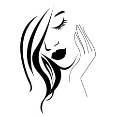 Girl with long hair and red lips