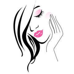 Girl with long hair and red lips