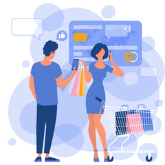 Online shopping. Flat design vector illustration concept for web banner and mobile app.
