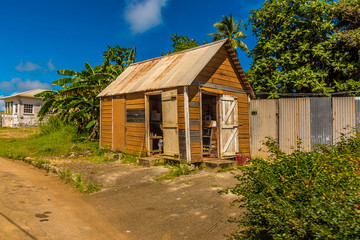 Fototapeta na wymiar A view towards a rum shack in Barbados
