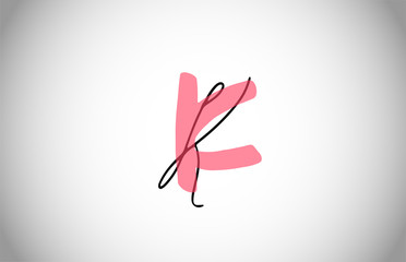 K KK alphabet logo icon. Two types of letter design for business and company corporate identity in pink and black color