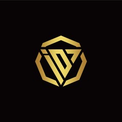 I O initial logo modern triangle and polygon design template with gold color