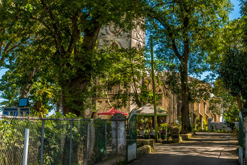 A view towards the side elevation of Saint John's church in Barbados