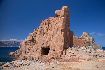 view of the Red Rocks Beach of Arbatax, Sardinia, Italy 1
