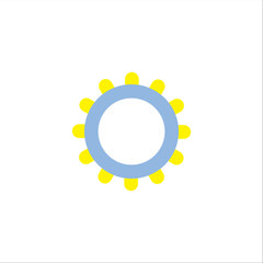 yellow and blue icons of the sun, isolated on white background
