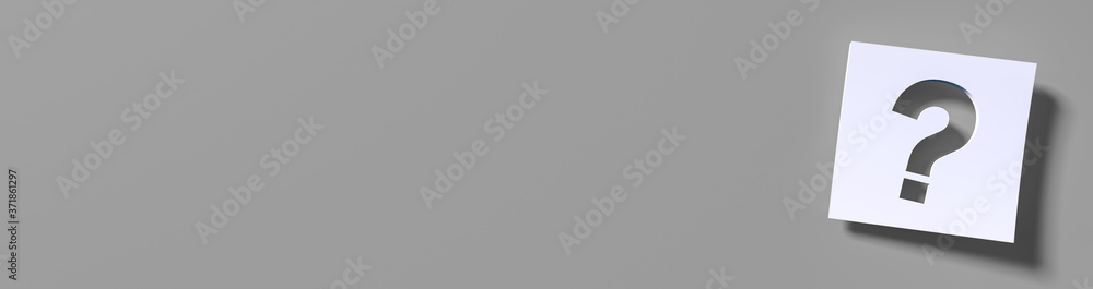 Aufkleber question mark in front of a red color wall background. business support concept - 3d rendering.