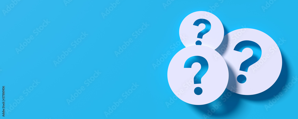 Poster question mark in front of a red color wall background. business support concept - 3d rendering.
