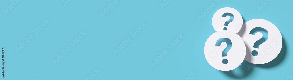 Poster question mark in front of a red color wall background. business support concept - 3d rendering.