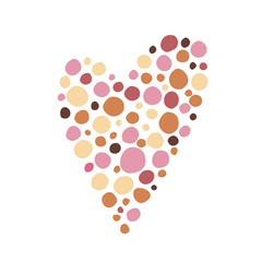 Vector heart hand drawn from color circles. Heart illustration isolated on white background. Perfect design element for decoration.