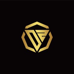 O Z initial logo modern triangle and polygon design template with gold color