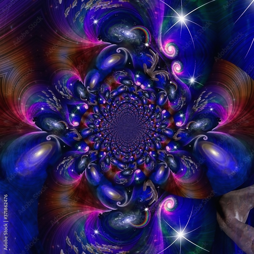 Poster space fractal. digital abstract artwork. 3d rendering