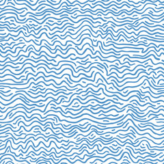 Seamless pattern with blue waves. Design for backdrops with sea, rivers or water texture. Repeating texture. Figure for textiles. Print for the cover of the book, postcards, t-shirts. Surface design.