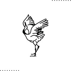 crane bird vector icon in outlines