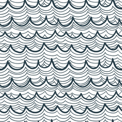 Seamless pattern of sharp sea waves. Design for backdrops with sea, rivers or water texture. Figure for textiles.