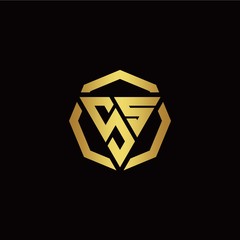 S S initial logo modern triangle and polygon design template with gold color