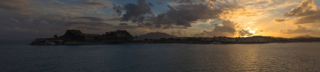 Naklejka premium Views of Corfu Town at sunset, Corfu, Greece