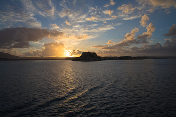 Views of Corfu Town at sunset, Corfu, Greece