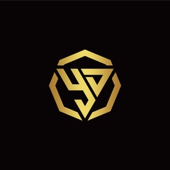 Y D initial logo modern triangle and polygon design template with gold color