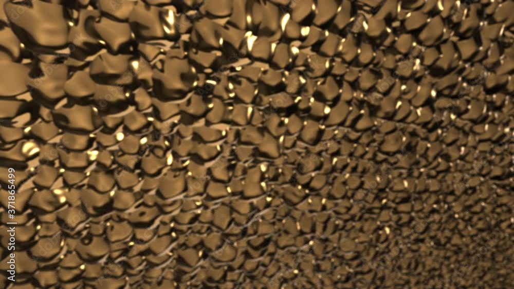 Poster seamless looping 3d animated abstract background with reflecting gold