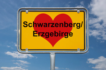 Ortstafel Schwarzenberg/Erzgeb.; Erzgebirge