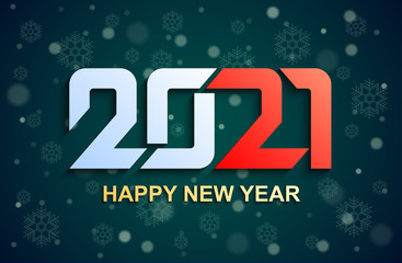 Vector modern minimalist Happy new year card for 2021 Year. 2021 a Happy New Year greetings. Jubilee or birthday logotype. Multi colored illustration. Vector illustration
