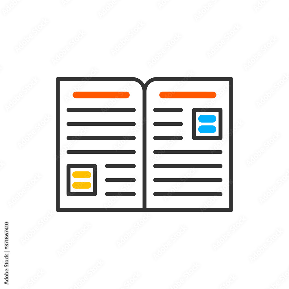 Poster Open book Icon for mobile and UI. Vector color icon.
