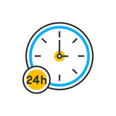 24 hours service line icon. Linear pictogram isolated on white. Vector color icon.