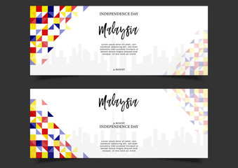 Malaysia Independence Day celebration on 31 August vector. Abstract pattern of malaysian flag colors with sample text. Template for banner, poster, flyer or invitation card.