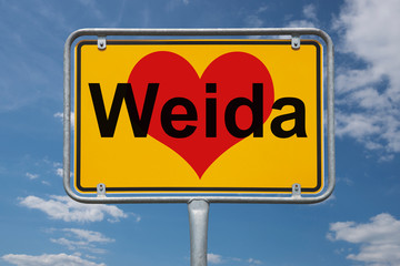 Obraz premium Ortstafel Weida