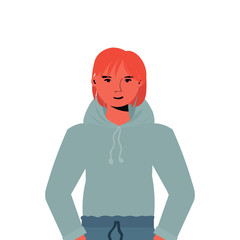 little girl in casual trendy clothes female cartoon character cute child portrait isolated vector illustration