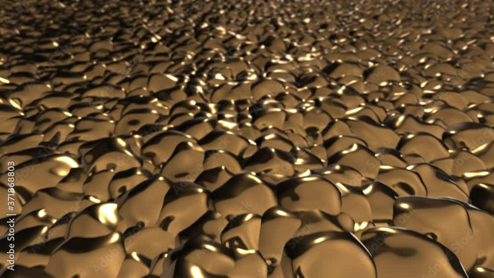 Poster seamless looping 3d animated abstract background with reflecting gold