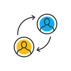 Business collaborate icon. Teamwork. Vector color icon.