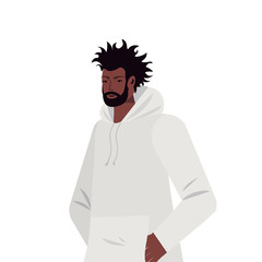 young man in casual trendy clothes african american male cartoon character portrait vector illustration
