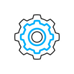 Gear icon for graphic design projects. Vector color icon.