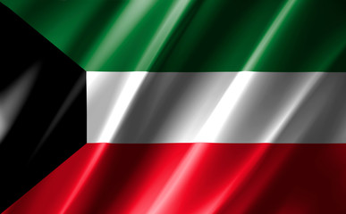 3D rendering of the waving flag Kuwait