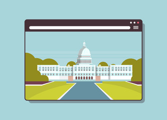 White House Washington DC american digital government building web browser window horizontal vector illustration